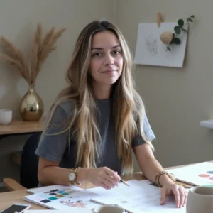 Graphiste et web designer freelance à Lyon travaillant sur un site vitrine pour un commerce